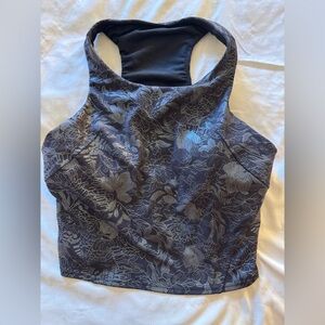 Lululemon Align Crop Top w/Built In Shelf Bra - Black with Shine Floral Print